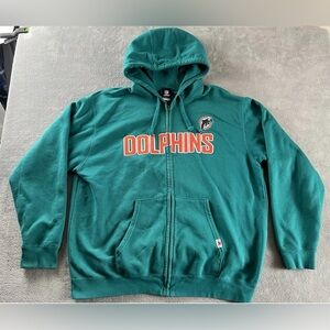 Miami Dolphins NFL Hoodie Full Zip Sweatshirt Men’s XL Embroidered, Pockets